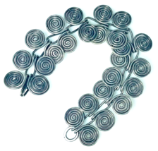 Artisan Sterling Silver Interlocking Coil Wire Wrapped Bracelet 7.5&quot; 19 cm 47 g - £61.25 GBP