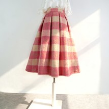Winter PLAID Midi Skirts Women Woolen Pink Plaid Skirt Outfit Custom Plus  image 2