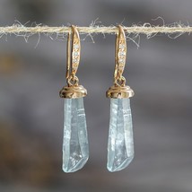 Fashion Europe Style Water Drop Earrings Creative Sky Blue Crystal Dangle Earrin - £7.49 GBP