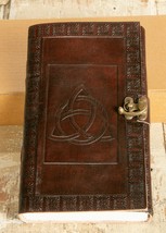 Leather Celtic Knot Journal w/ Lock/Latch ~ 200 5&quot;x9&quot; &#39;Vellum&#39; Pages Handmade - £16.92 GBP