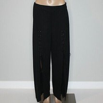 Annex Women&#39;s Unique Wide Leg Black Pants with Slits and Ties size 8 - £14.58 GBP