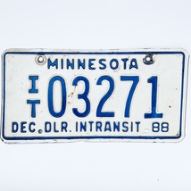 1988 United States Minnesota In Transit Dealer License Plate IT 03271 - $12.86