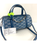 Michael Kors Zooey Medium Barrel Messenger Mountain Blue Silver Sample B... - $98.89