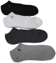 Polo Ralph Lauren Mens Low Cut Socks Black Charcoal Grey White 4 pack - $19.99