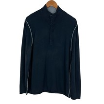 Carbon 2 Cobalt Sweater Mens Large Black Cotton Cashmere Long Sleeve Mock Neck - £19.64 GBP