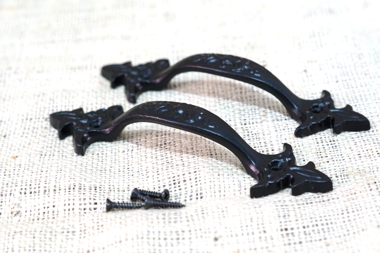 2 Cast Iron Handles Gate Pull Shed Door Barn Handle Drawer Pulls Durable... - $9.99