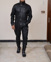Fashionable Black Pocket Handmade Jumpsuit Lambskin Leather Genuine Zipp... - $210.38+