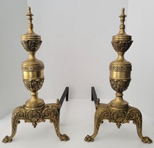 VTG Baroque Andrions Brass Ornate Regency French Chalice Fire Dogs English - £208.66 GBP