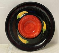 Black &amp; Red Ceramic Margarita Salt Dish with Yellow Chili Peppers - 6 1/4 inch w - £7.82 GBP