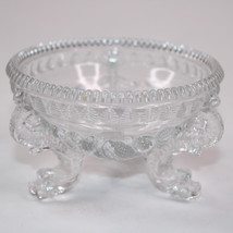 VINTAGE WHITE IRIDESCENT LUSTRE CARNIVAL CLEAR GLASS FOOTED BOWL OR DISH - $99.75 MXN