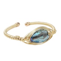 MANILAI Handmade Metal Wire Big Crystal Bracelet For Women Jewelry Statement Cuf - £10.45 GBP