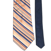 VTG Tommy Hilfiger Mens Silk Tie Striped Light Orange Navy Blue 56 in L x 4 in W - £10.49 GBP