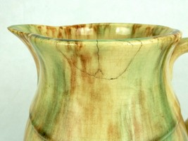 Ceramic Water Pitcher, Yellow w/Brown &amp; Green Streaks, Repaired, Vintage... - £27.31 GBP