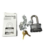 NEW Master Lock Padlock 1KALF With Collar &amp; Chain Keyed Alike 3/4&quot; 1.5&quot; - £15.56 GBP