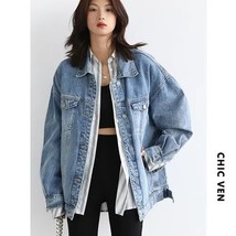 CHIC VEN Korean Women&#39;s Jacket Casual Student Streetwear Loose Women Den... - £101.07 GBP