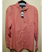 NWT Mens Tommy Hilfiger Classic Red White Checkered Button Down Long Sle... - £28.48 GBP