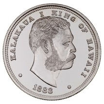 Hawai Pacific Casa de Moneda Medallón 1 OZ Plata Dólar Tema Kalakaua Akahi Dala - £126.11 GBP