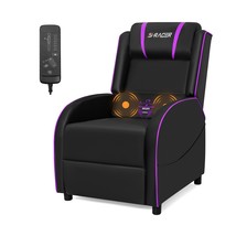 Massage Gaming Chair Recliner with Adjustable Footrest and Back w/Purple... - €173,31 EUR