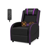 Massage Gaming Chair Recliner with Adjustable Footrest and Back w/Purple... - $277.90 CAD