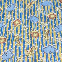 Vintage Children&#39;s Animal Print Fabric Blue Yellow Clothing Home Decor 45&quot; x 44&quot; - £6.33 GBP