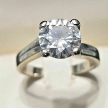 Solitaire 2.25Ct Round Cut Diamond Engagement Ring Solid 14k White Gold Size 6.5 - £195.50 GBP