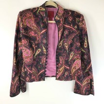 JS Collections Womens Suit Jacket Pink Green Paisley 100% Silk Lined Pet... - $24.08