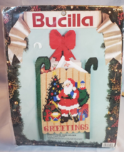 Bucilla 1991 Christmas Plastic Canvas Santa's Sled Card Holder Kit 8"×13" #61153 - $13.81