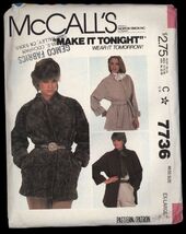 McCALL'S  Pattern No #7736 - JACKET &amp; BELT -  SIZE X-LARGE uncut &amp; instr... - $10.64