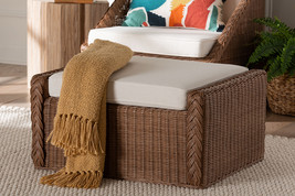 Jaylyn Bohemian Peanut Brown Braided Rattan Footstool - $281.00