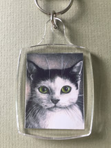 Small Cat Art Keychain - Gazing Cat - £6.25 GBP