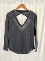 NWT Chaser V-Neck Long Sleeve Tee MEDIUM Dark Gray Open Back - $17.99