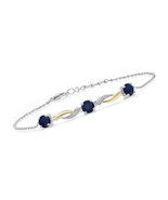 Gem King 925 Sterling Silver and 10K Yellow Gold Blue - £282.04 GBP