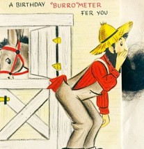 1960s Birthday Greeting Card Funny Humor Burro Meter Donkey Used Vintage... - $19.99