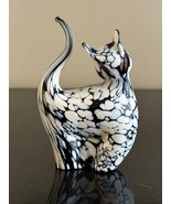 Vintage Archimede Seguso Italian Bianco Nero White/Black Murano Glass Cat - £321.62 GBP