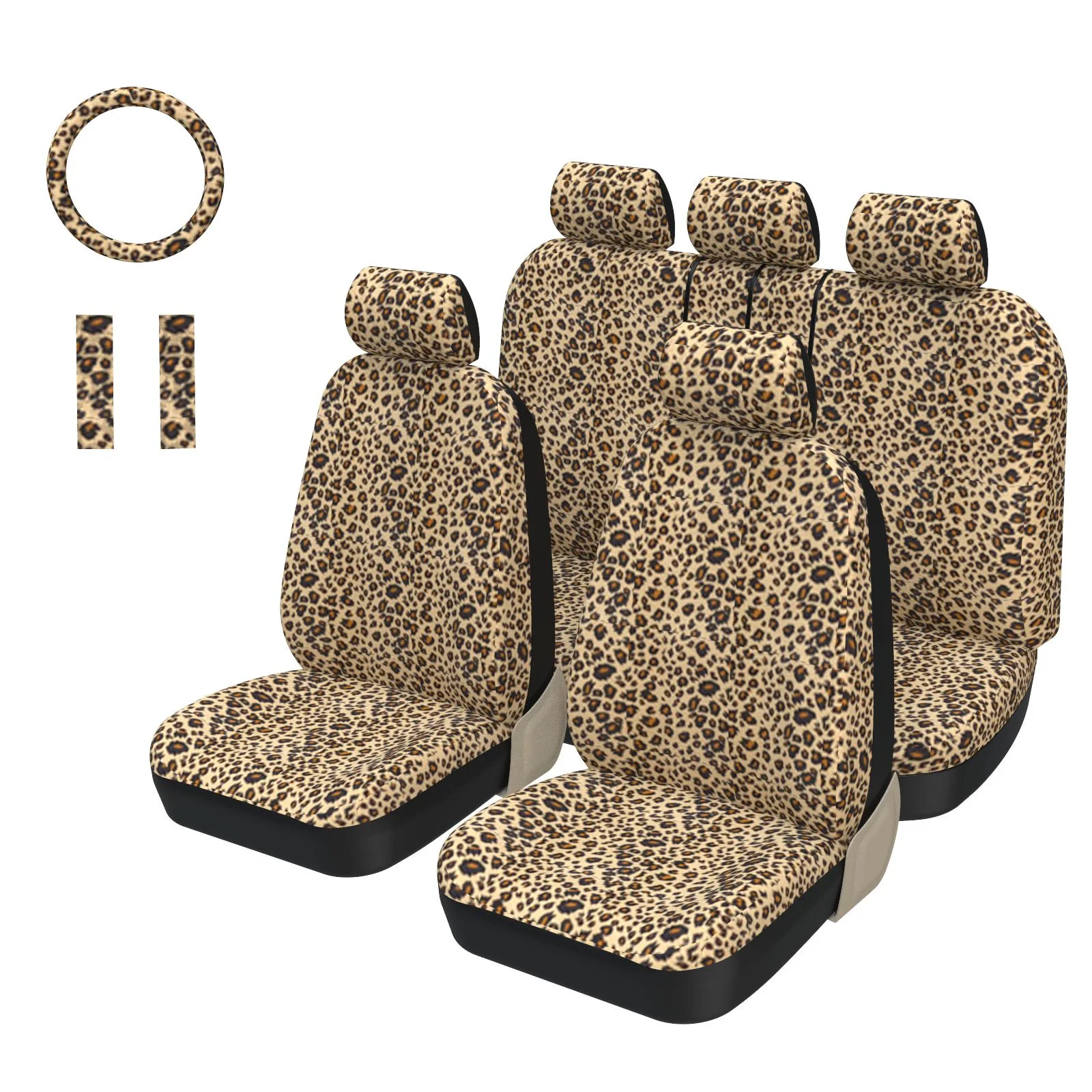 AUTOYOUTH Luxury Leopard Print Car Seat Cover Universal Fit Seat Belt Pads For - £54.22 GBP+