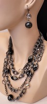Charmin Charlie Chain Assort Black Beads Necklace Set - £6.85 GBP
