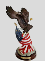 Eagle Figurines 11 1/4&quot; American Flag Birds Decorative Collectibles Resi... - $52.97