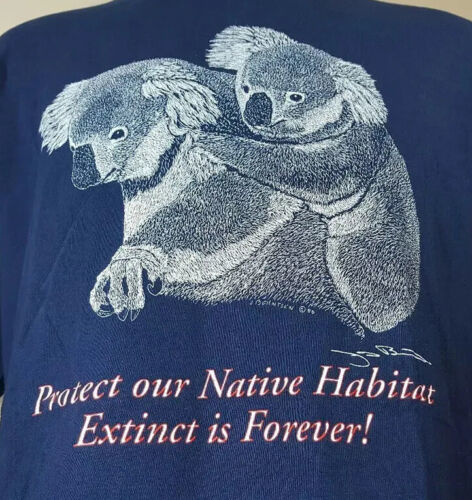 Vintage Koala Bear T Shirt Single Stitch Animal Rights Australia Endangered 90s - £27.32 GBP