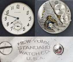 New York Standard Watch Co. pocket movement face hands 7j 12s 1921 USA - $40.93 CAD