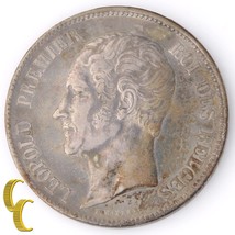 1849 Bélgica 5 Franco, 5 Frank (Extra Fina, XF ) Rey Leopold de Plata Km#17 - £94.43 GBP