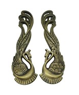 Solid Brass Peacock Door Handle 14.5&quot; Vintage Old Style Door Pull &amp; Knob - $247.00