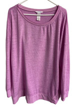 Hanes Soft T Shirt WomenPlus Size 2X Pink Long Sleeve Round Neck Heather - £6.39 GBP