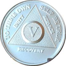 5 Year .999 Fine Silver AA Alcoholics Anonymous Medallion Chip Coin five - £36.94 GBP