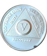 5 Year .999 Fine Silver AA Alcoholics Anonymous Medallion Chip Coin five - $45.99