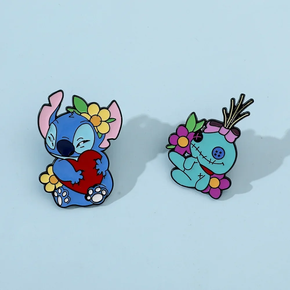 Set Brooch Lilo Stitch Enamel Pins Denim Jacket Pin Ladies Brooch Disney... - $3.92