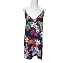 Shein Women&#39;s Black Tank Dress Colorful Floral Print Size L Short Resort... - £15.70 GBP