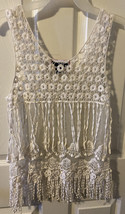 Say What~women’s size S~White Crochet/Lace Tank~Fringe Boho~Retro/Vintag... - $14.85