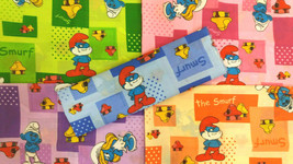 LOT 1 set 5pcs fat quarter TheSmurfSmurfsFamily Quilting Fabric NEW - £23.71 GBP