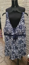 Aecupper Plus Size One Piece Navy &amp; White Floral Print Swimsuit Swim Dre... - $316.10 MXN