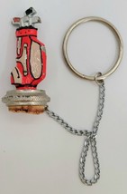 VTG Painted Pewter Golf Bag Wine Bottle Cork Stopper/Chain/Ring (Needs New Cork) - £16.73 GBP
